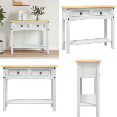 Tavolo Console in Pino Messicano Corona Bianco 90x34,5x73 cm - Tavolo in legno - Tavolo messicano