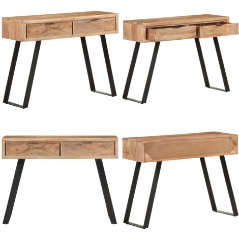 Tavolo Consolle 100x35x76cm in Massello d'Acacia con Bordi Vivi - Tavolo da ingresso - Tavolo in legno massello