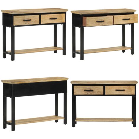 Tavolo Consolle 110x30x75 cm in Legno Massello Grezzo di Mango - Tavolo da ingresso - Tavolo in legno grezzo