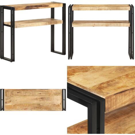 Tavolo Consolle 90x30x75 cm in Legno di Mango Grezzo - Tavolo in legno massello - Tavolo in legno con venature