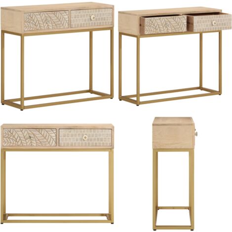 Tavolo Consolle 90x30x76 cm in Legno Massello di Mango e Ferro - Tavolo da ingresso - Tavolo da salotto