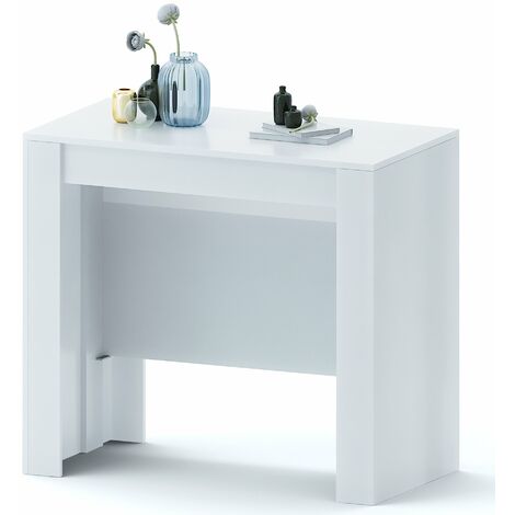 Tavolo consolle allungabile Oslo Plus 3 metri 14 posti salvaspazio multiposizione bianco laccato
