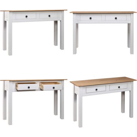 Tavolo Consolle Bianco 110x40x72 cm Legno Massello Pino Panama - Tavolino in legno - Consolle in legno