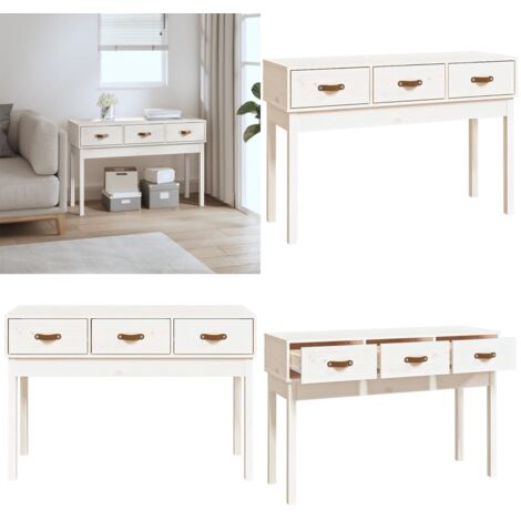 Tavolo Consolle Bianco 114x40x75 cm in Legno Massello di Pino - Tavolo da ingresso - Tavolo da salotto