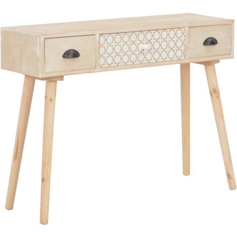 vidaXL Tavolino Tavolo Consolle con 3 Cassetti 110x35x78 cm Legno di Mango