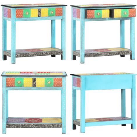 Tavolo Consolle Dipinto a Mano 80x35x75 cm in Legno di Mango - Tavolo in legno - Tavolo in legno di mango