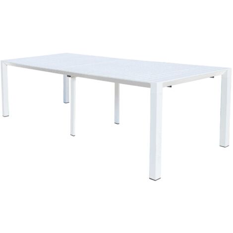 Tavolo consolle estensibile da esterno con struttura in alluminio e piano effetto doghe Blister -  White
