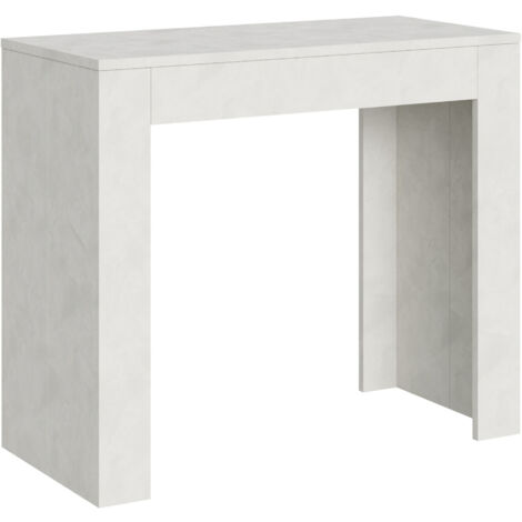 Tavolo consolle "Ferrara" allungabile in legno per sala da pranzo -Allungabile fino a 198 cm / Bianco Frassino