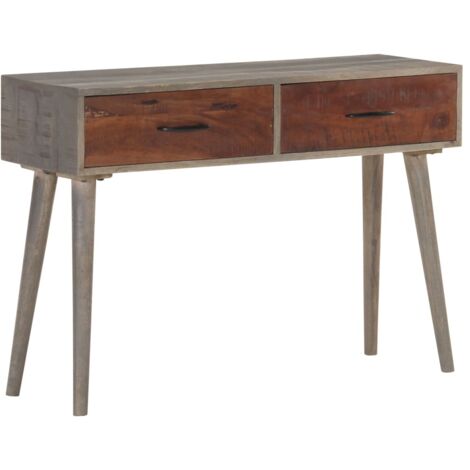 Tavolo Consolle Grigio 110x35x75 cm in Massello di Mango Grezzo