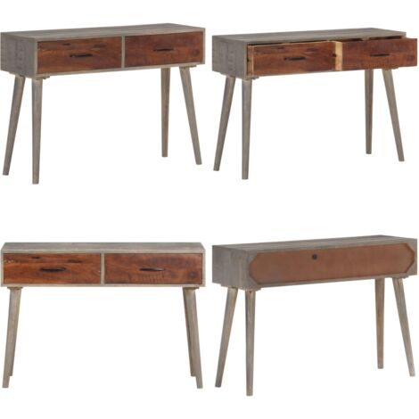 Tavolo Consolle Grigio 110x35x75 cm in Massello di Mango Grezzo - Tavolo da corridoio - Tavolo in legno