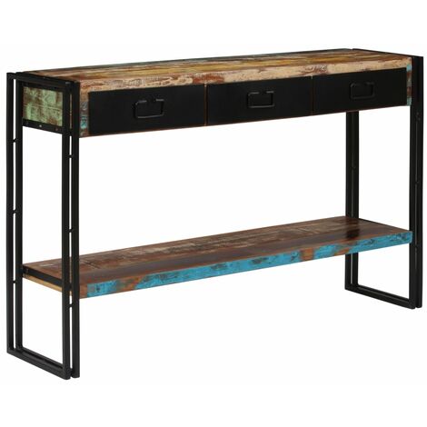 Tavolo Consolle in Legno Massello Recuperato 120x30x76 cm vidaXL - Marrone