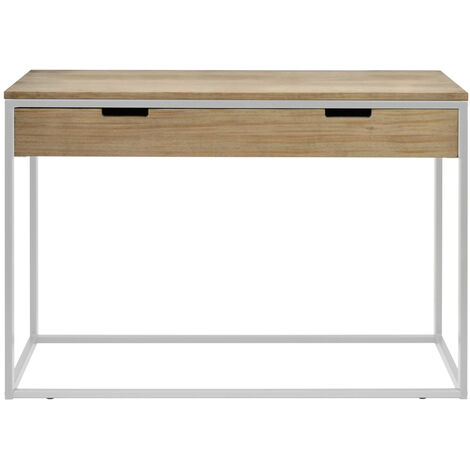 DecHome Tavolo Consolle da Ingresso Stile Industriale Pieghevole in Legno e  Metallo 100x38x80cm Marrone