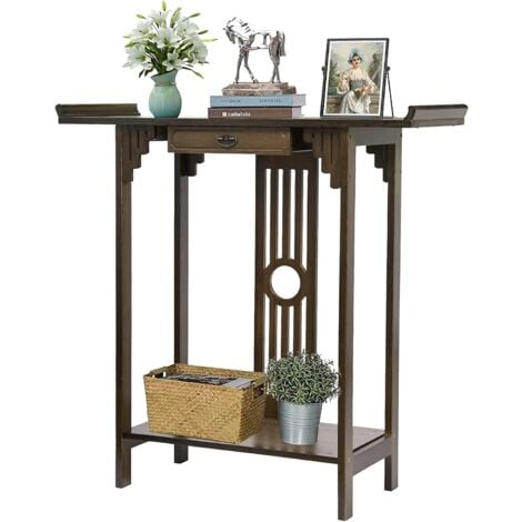 Tavolo Consolle ingresso bambu con cassetto consolle stretto e lungo Corridoio Salone 81,5x31,2x82,8 cm