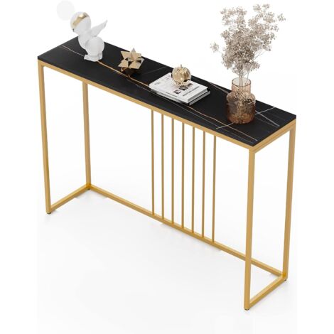 Tavolo Consolle ingresso in Marmo Nero Oro Pietra Sinterizzata 120cm