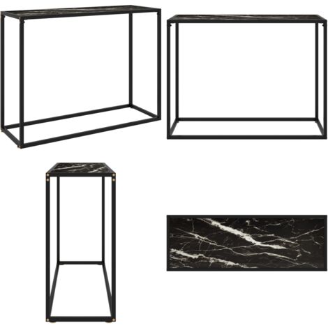 Tavolo Consolle Nero 100x35x75 cm in Vetro Temperato - Tavolo in vetro temperato - Tavolo in acciaio