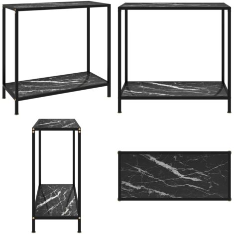 Tavolo Consolle Nero 80x35x75 cm in Vetro Temperato - Tavolino in vetro temperato - Tavolo in acciaio