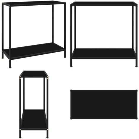 Tavolo Consolle Nero 80x35x75 cm in Vetro Temperato - Tavolo in vetro temperato - Tavolo in acciaio