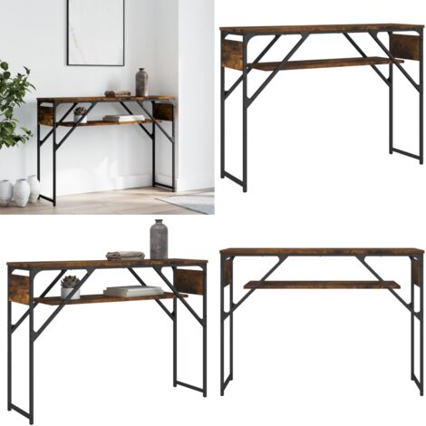 Tavolo Consolle Ripiano Rovere Fumo 105x30x75cm Multistrato - Tavolino da ingresso - Tavolo da soggiorno