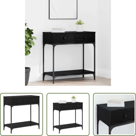 Tavolo consolle Rovere Nero -  Tavolo consolle Rovere nero 75 x 34.5 x 75 cm Legno multistrato