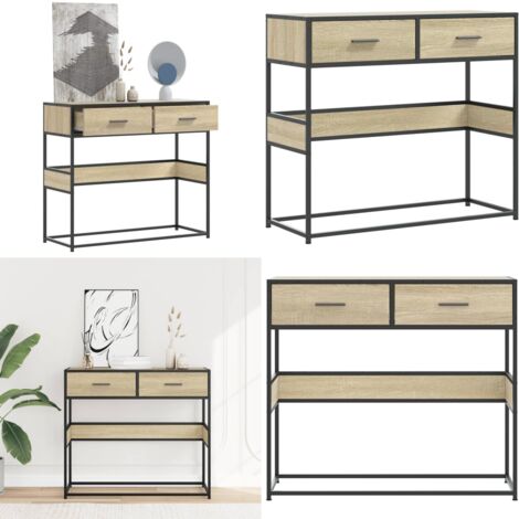 Tavolo Consolle Rovere Sonoma 90x35x80 cm in Legno Multistrato - Archiviazione - Tavolo da ingresso