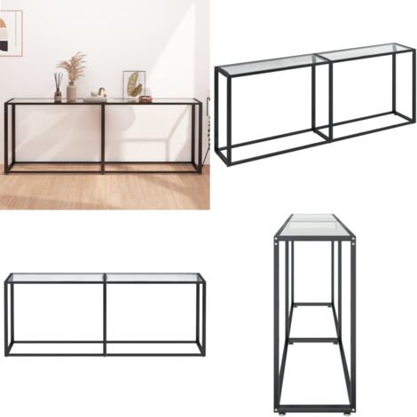 Tavolo Consolle Trasparente 200x35x75,5 cm in Vetro Temperato - Tavolo in vetro temperato - Tavolo in acciaio