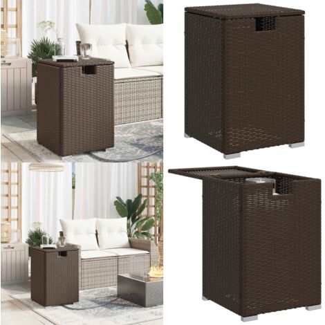 Tavolo Copri Serbatoio Propano Marrone 40x40x60cm in Polyrattan - Tavolo esterno - Serbatoio propano