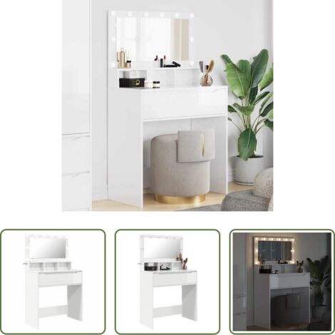 Tavolo da bagno -  Tavoli da Trucco per Camera da Letto con cassetto Bianco Lucido