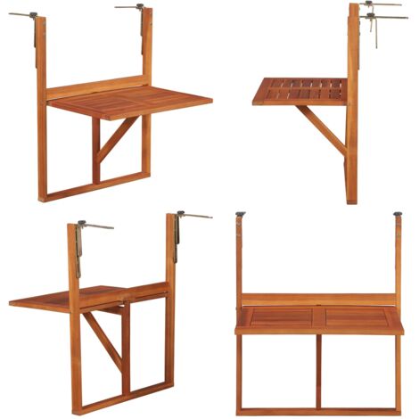 Tavolo da Balcone Sospeso 64,5x44x80 cm in Massello di Acacia - Tavolo sospeso - Tavolo in legno