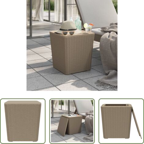 Tavolo da balcone -  Tavolo da Giardino con Coperchio Polipropilene Marrone Chiaro