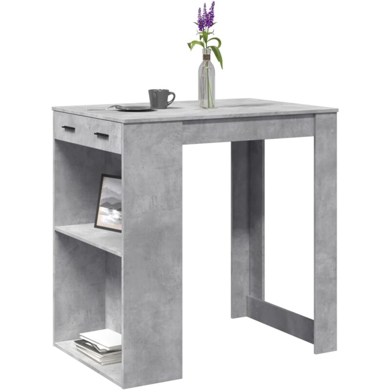 Tavolo da Bar Grigio Cemento 102x70x103,5 cm in Truciolato - Vidaxl