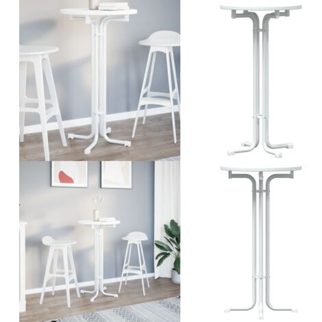 Tavolo da Bar Bianco Ø60x110 cm Legno Multistrato e Acciaio - Tavolo da bar in legno - Tavolo da bar in acciaio