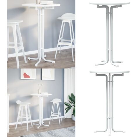 Tavolo da Bar Bianco Ø70x110 cm Legno Multistrato e Acciaio - Tavolo da bar in legno - Tavolo da bar in acciaio