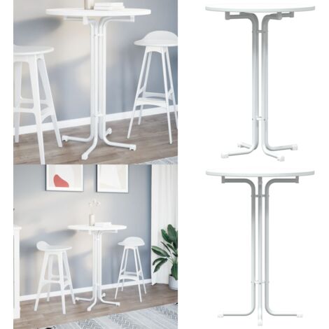 Tavolo da Bar Bianco Ø80x110 cm Legno Multistrato e Acciaio - Tavolo da bar in legno - Tavolo da bar in acciaio