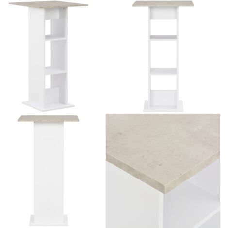 Tavolo da Bar Bianco e Cemento 60x60x110 cm - Tavolo da pranzo - Tavolo in legno