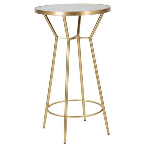 Tavolo da bar "Circle" struttura in ferro color oro e ripiano in vetro per interni