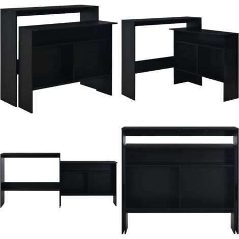 Tavolo da Bar con 2 Piani d'Appoggio Nero 130x40x120 cm - Tavolo da bar nero - Tavolo da bar con 2 piani