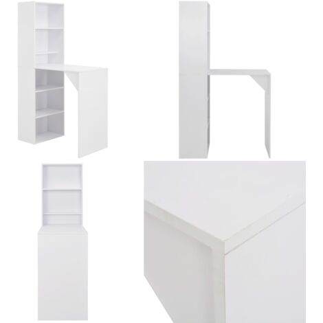 Tavolo da Bar con Mobiletto Bianco 115x59x200 cm - Mobiletto - Tavolo da bar in legno