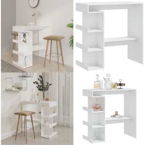 Tavolo da Bar con Ripiani Bianco 100x50x101,5 cm in Truciolato - Ripiani - Tavolo da bar in truciolato