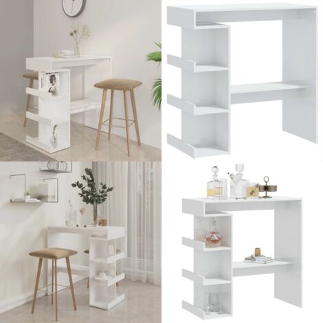 Tavolo da Bar con Ripiani Bianco Lucido 100x50x101,5 cm - Ripiani - Tavolo da pranzo