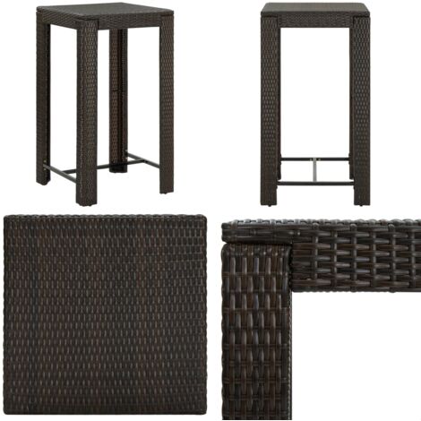 Tavolo da Bar da Giardino Marrone 60,5x60,5x110,5 cm Polyrattan - Tavolo da giardino - Tavolo da patio
