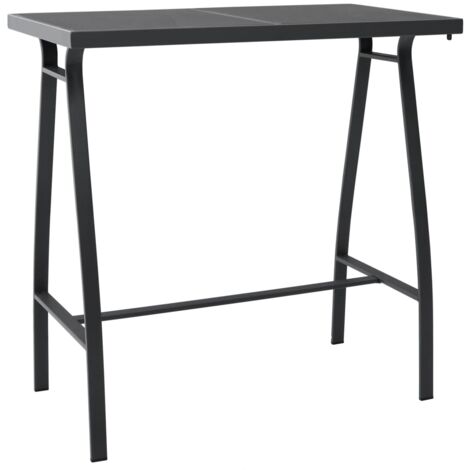 Tavolo da Bar da Giardino Nero 110x60x110 cm in Vetro Temperato