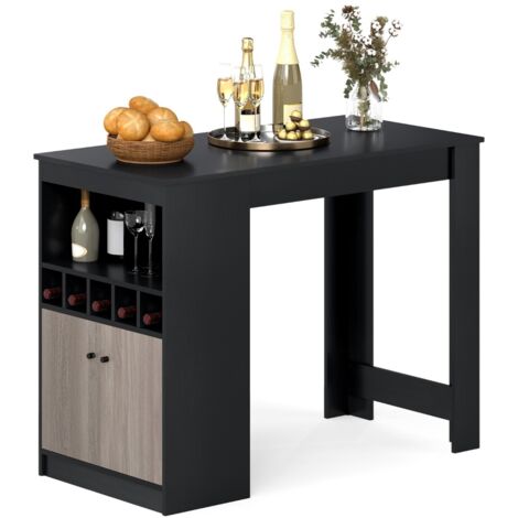 Tavolo da bar di angolo colazione alto da cucina con scomparti aperti, Armadietto contenitore e ripiano regolabile
