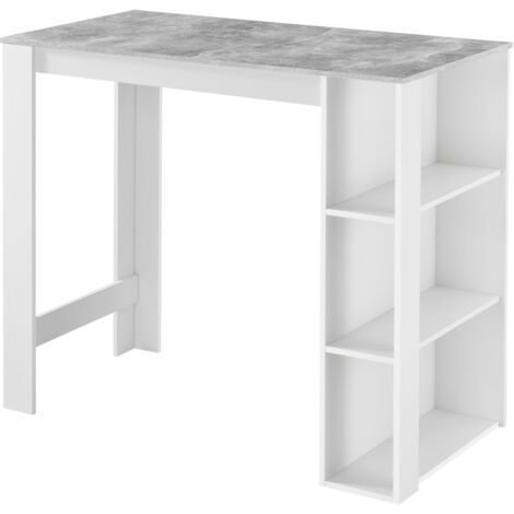 Tavolo da bar di design con ripiani tavolo da bistrò con 3 ripiani in truciolare 110 x 50 x 103 cm effetto cemento bianco 030006205