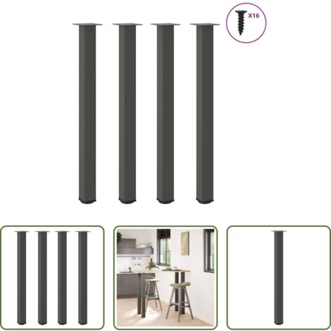 Tavolo da bar -  Gambe per tavolo da bar 4 pz Antracite 110-112 cm Acciaio