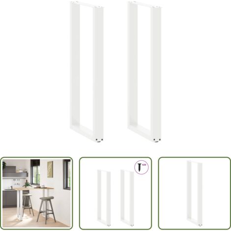 Tavolo da bar -  Gambe per tavolo da bar a forma di U 2 pz bianche 40x(110-111) cm in acciaio