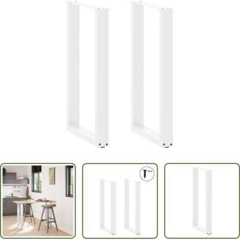 Tavolo da bar -  Gambe per tavolo da bar a forma di U 2 pz bianche 50x(90-91) cm in acciaio