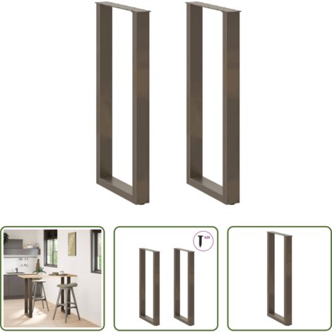 Tavolo da bar -  Gambe per tavolo da bar a forma di U 2 pz in acciaio naturale 40x(100-101) cm