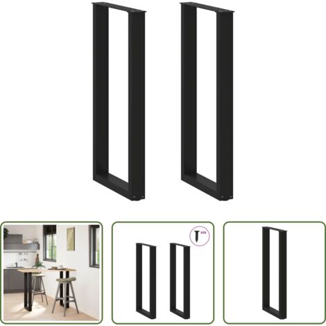 Tavolo da bar -  Gambe per tavolo da bar a forma di U 2 pz nere 40x(100-101) cm in acciaio