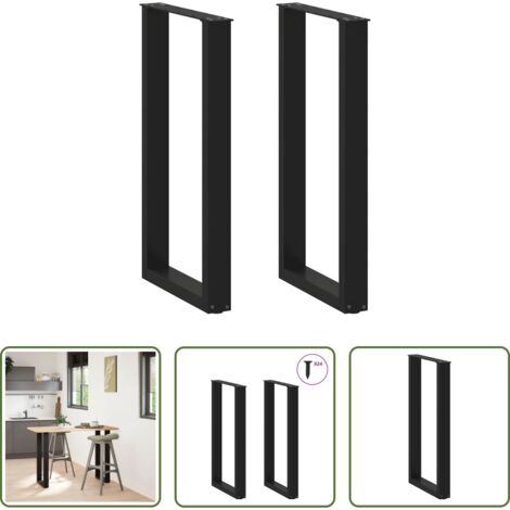 Tavolo da bar -  Gambe per tavolo da bar a forma di U 2 pz nere 50x(90-91) cm in acciaio