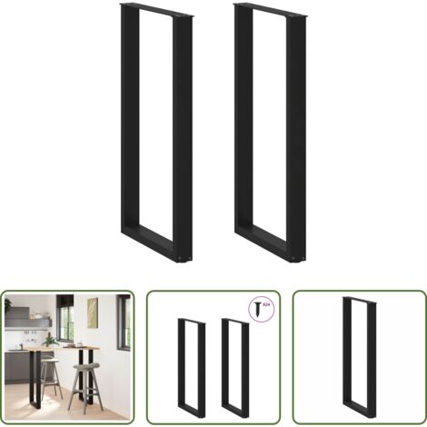 Tavolo da bar -  Gambe per tavolo da bar a forma di U 2 pz nere 60x(110-111) cm in acciaio